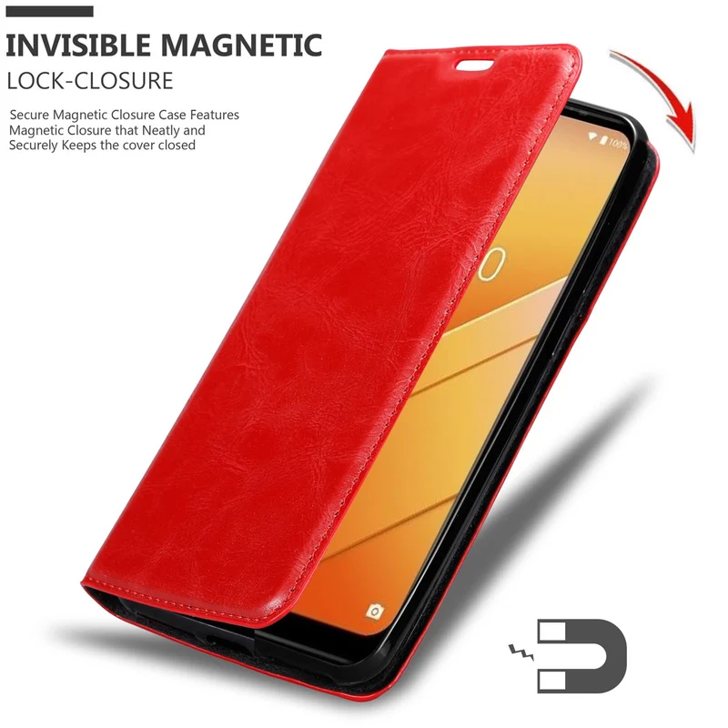 Cadorabo Hülle kompatibel mit WIKO Y81 Schutzhülle mit Magnetverschluss, Standfunktion und Kartenfach
