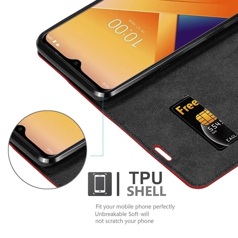 Cadorabo Hülle kompatibel mit WIKO Y81 Schutzhülle mit Magnetverschluss, Standfunktion und Kartenfach