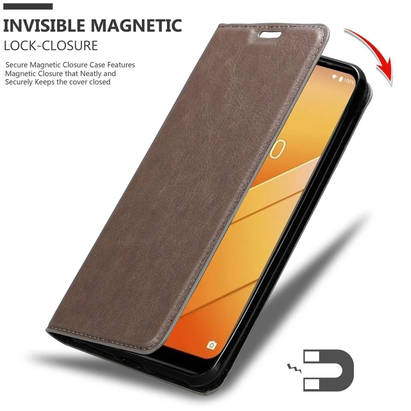 Cadorabo Hülle kompatibel mit WIKO Y81 Schutzhülle mit Magnetverschluss, Standfunktion und Kartenfach