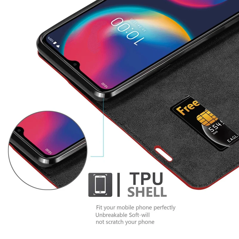Cadorabo Hülle kompatibel mit WIKO VIEW 4 LITE Schutzhülle mit Magnetverschluss, Standfunktion und Kartenfach