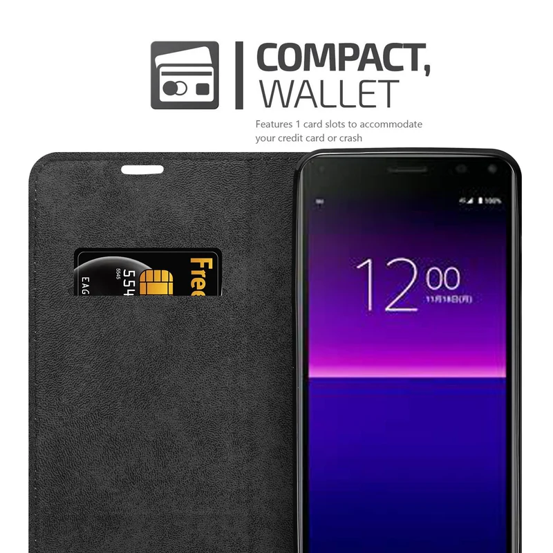 Cadorabo Hülle kompatibel mit Sony Xperia 8 Schutzhülle mit Magnetverschluss, Standfunktion und Kartenfach