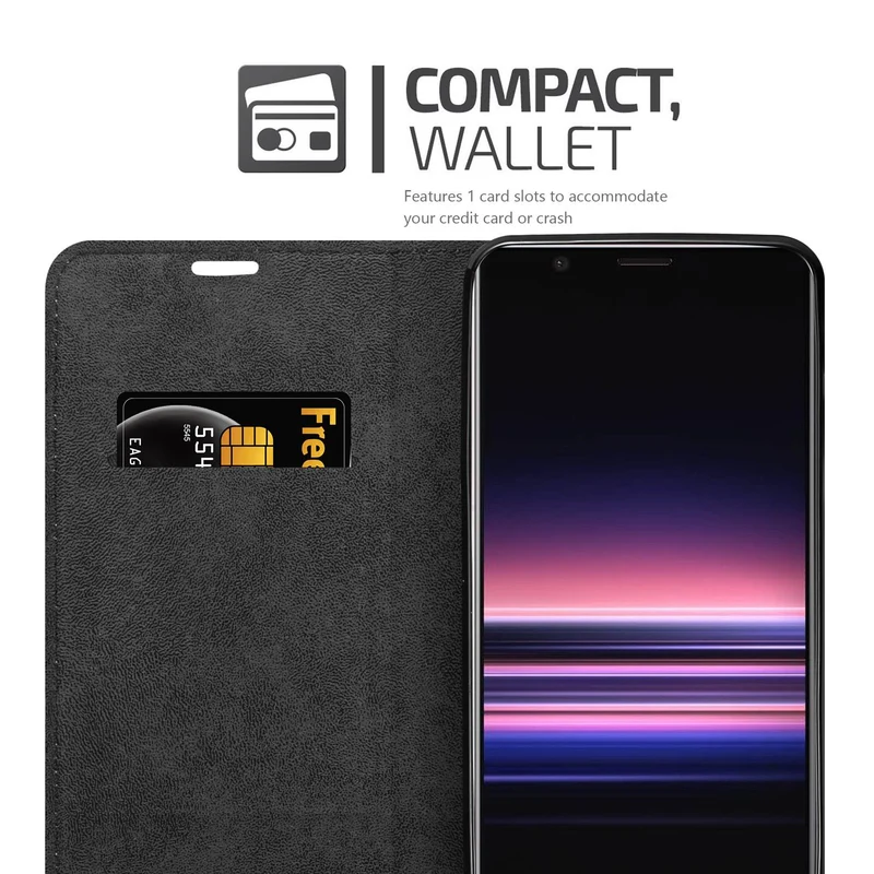 Cadorabo Hülle kompatibel mit Sony Xperia 5 II Schutzhülle mit Magnetverschluss, Standfunktion und Kartenfach