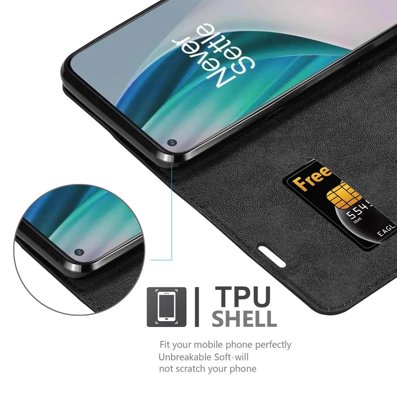 Cadorabo Hülle kompatibel mit OnePlus Nord N100 Schutzhülle mit Magnetverschluss, Standfunktion und Kartenfach