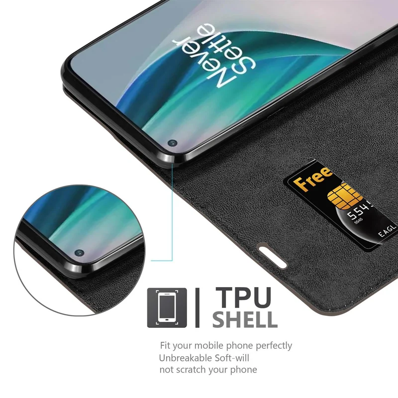Cadorabo Hülle kompatibel mit OnePlus Nord N100 Schutzhülle mit Magnetverschluss, Standfunktion und Kartenfach