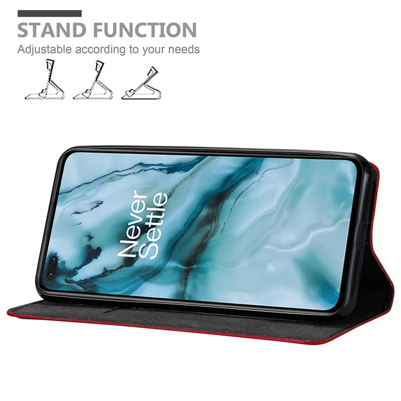 Cadorabo Hülle kompatibel mit OnePlus Nord Schutzhülle mit Magnetverschluss, Standfunktion und Kartenfach