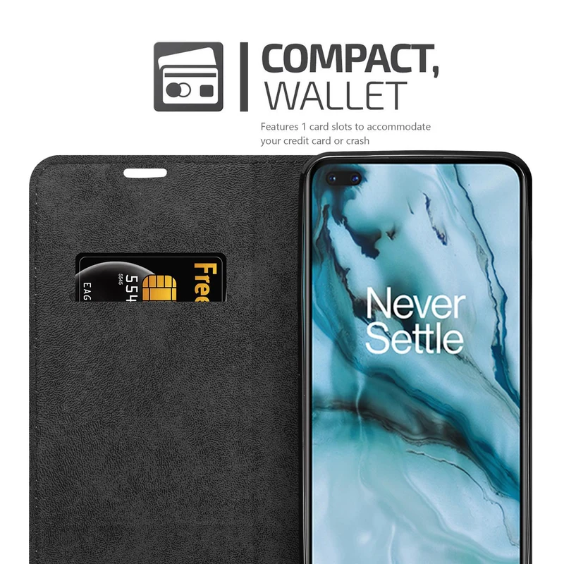 Cadorabo Hülle kompatibel mit OnePlus Nord Schutzhülle mit Magnetverschluss, Standfunktion und Kartenfach