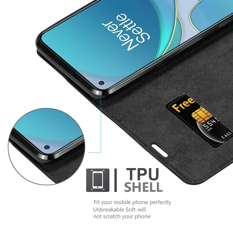 Cadorabo Hülle kompatibel mit OnePlus 8T Schutzhülle mit Magnetverschluss, Standfunktion und Kartenfach