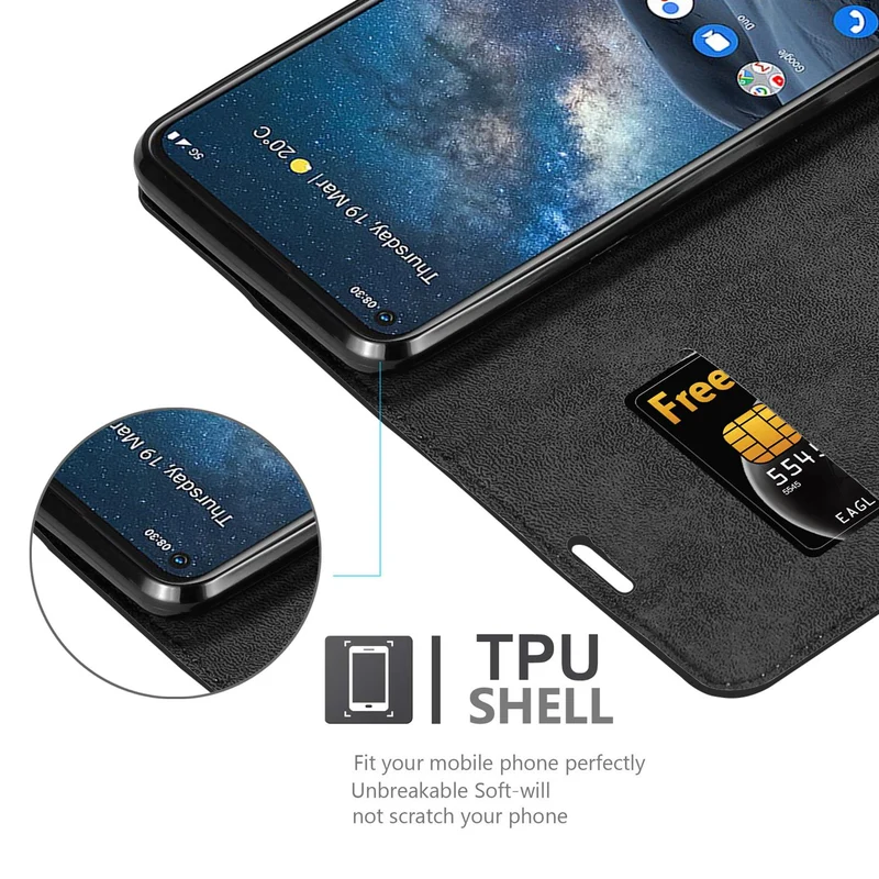 Cadorabo Hülle kompatibel mit Nokia 8,3 Schutzhülle mit Magnetverschluss, Standfunktion und Kartenfach