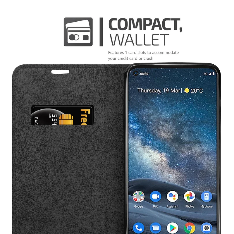 Cadorabo Hülle kompatibel mit Nokia 8,3 Schutzhülle mit Magnetverschluss, Standfunktion und Kartenfach