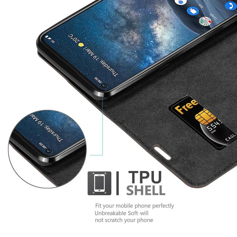 Cadorabo Hülle kompatibel mit Nokia 8,3 Schutzhülle mit Magnetverschluss, Standfunktion und Kartenfach