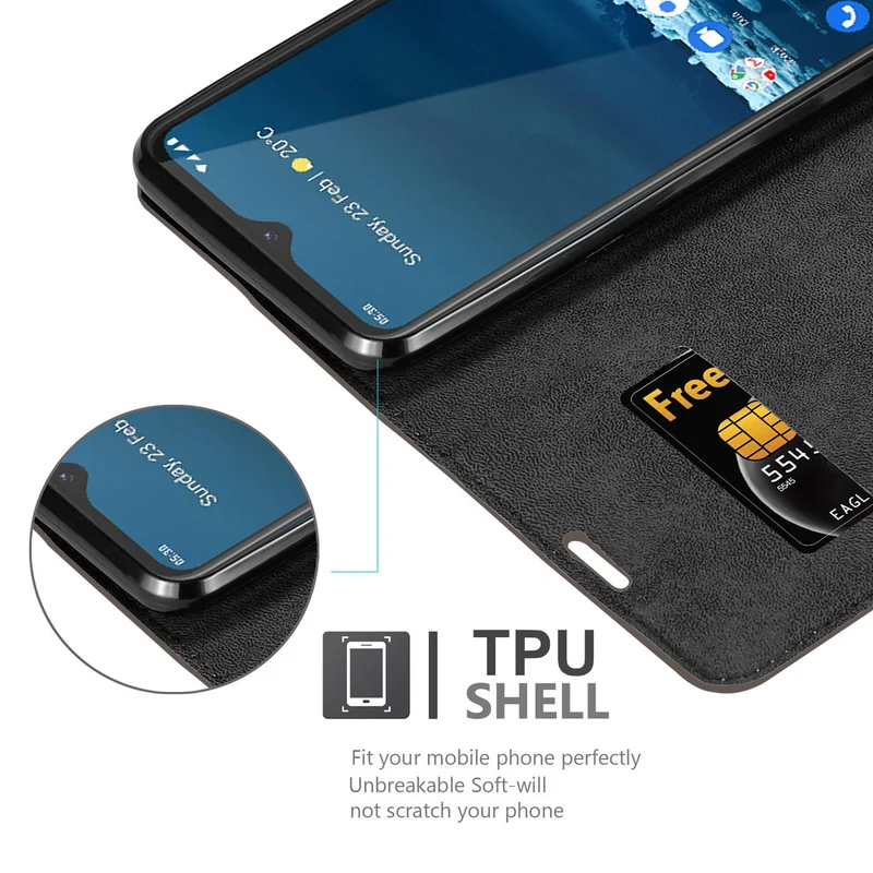 Cadorabo Hülle kompatibel mit Nokia 5,3 Schutzhülle mit Magnetverschluss, Standfunktion und Kartenfach