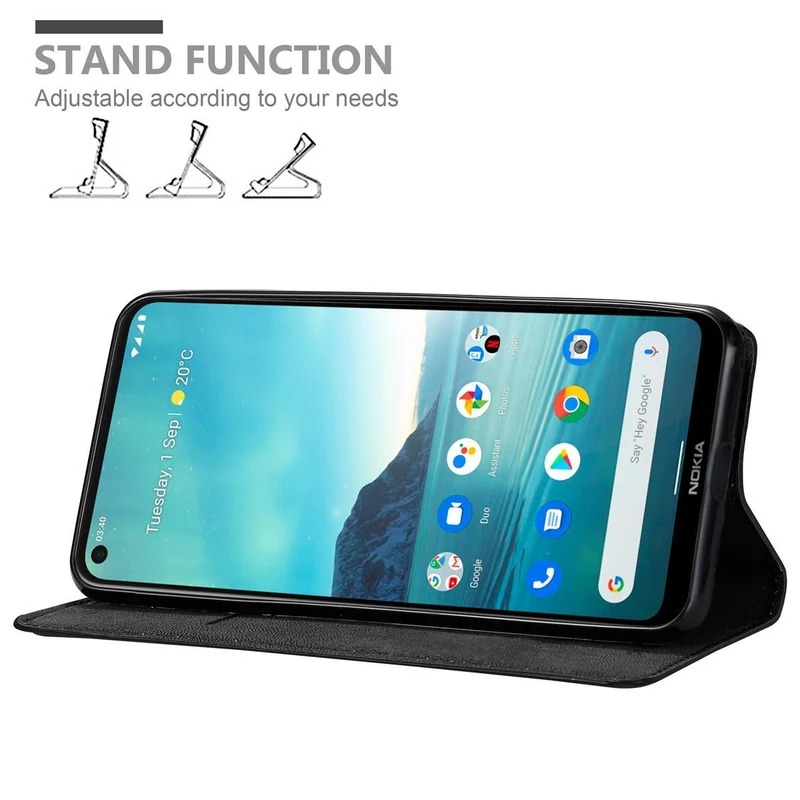 Cadorabo Hülle kompatibel mit Nokia 3,4 Schutzhülle mit Magnetverschluss, Standfunktion und Kartenfach
