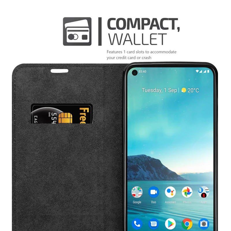 Cadorabo Hülle kompatibel mit Nokia 3,4 Schutzhülle mit Magnetverschluss, Standfunktion und Kartenfach