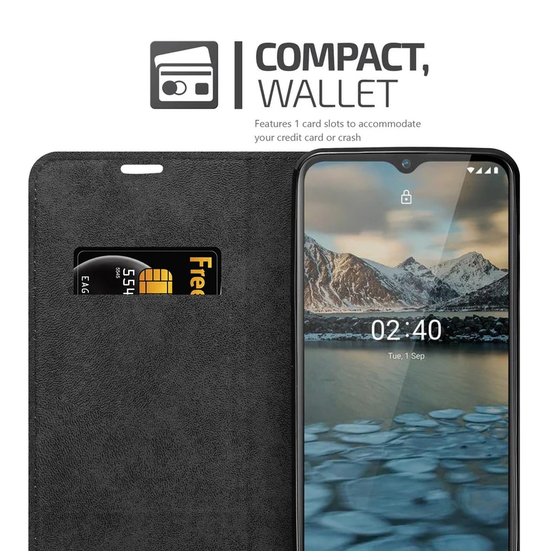 Cadorabo Hülle kompatibel mit Nokia 2,4 Schutzhülle mit Magnetverschluss, Standfunktion und Kartenfach