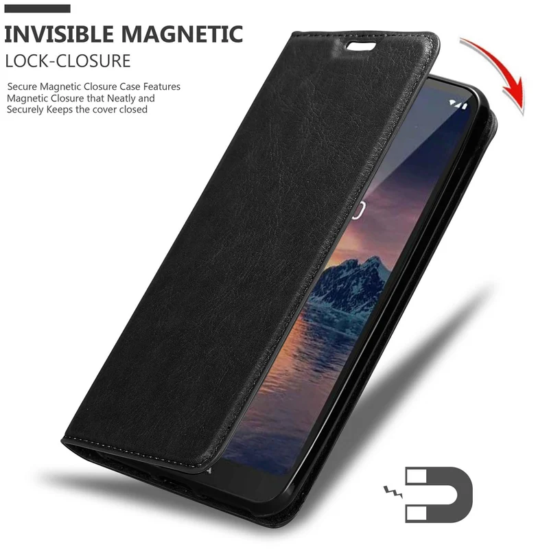 Cadorabo Hülle kompatibel mit Nokia 1,3 Schutzhülle mit Magnetverschluss, Standfunktion und Kartenfach