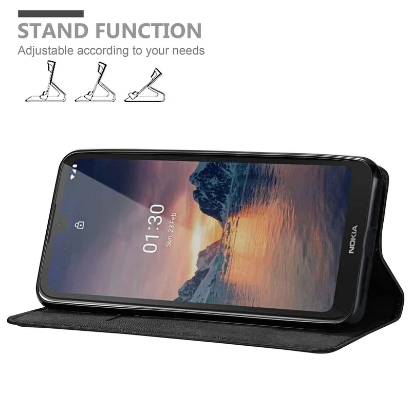 Cadorabo Hülle kompatibel mit Nokia 1,3 Schutzhülle mit Magnetverschluss, Standfunktion und Kartenfach