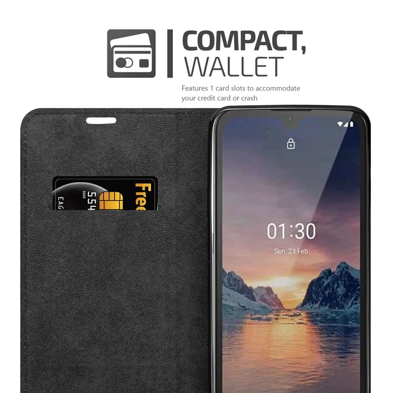 Cadorabo Hülle kompatibel mit Nokia 1,3 Schutzhülle mit Magnetverschluss, Standfunktion und Kartenfach