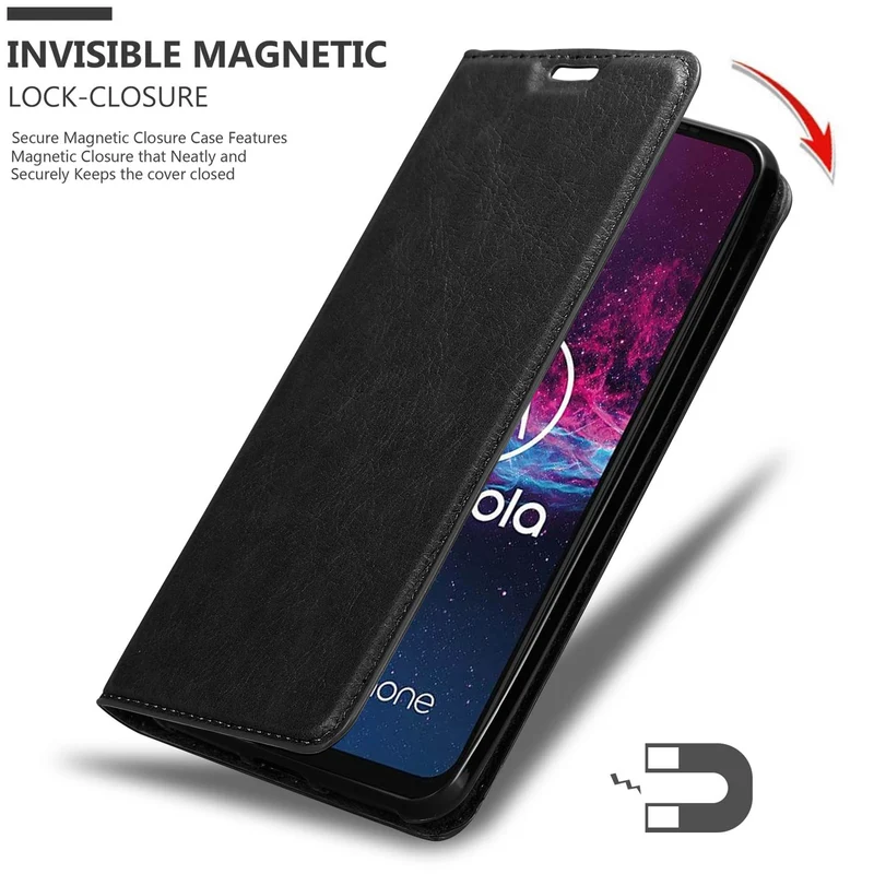 Cadorabo Hülle kompatibel mit Motorola ONE ACTION Schutzhülle mit Magnetverschluss, Standfunktion und Kartenfach