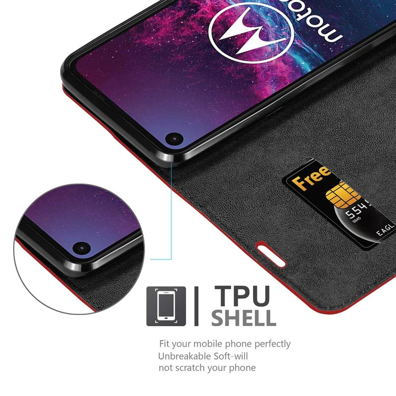 Cadorabo Hülle kompatibel mit Motorola ONE ACTION Schutzhülle mit Magnetverschluss, Standfunktion und Kartenfach