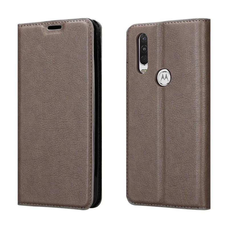 Cadorabo Hülle kompatibel mit Motorola ONE ACTION Schutzhülle mit Magnetverschluss, Standfunktion und Kartenfach