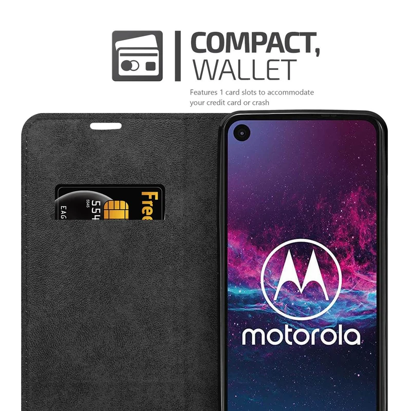 Cadorabo Hülle kompatibel mit Motorola ONE ACTION Schutzhülle mit Magnetverschluss, Standfunktion und Kartenfach