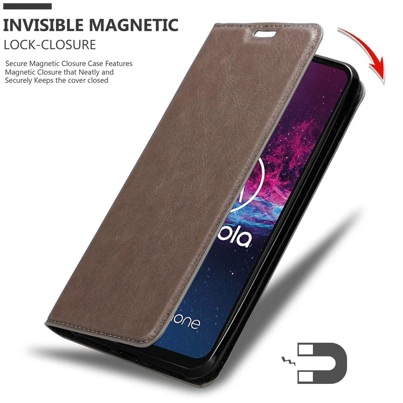 Cadorabo Hülle kompatibel mit Motorola ONE ACTION Schutzhülle mit Magnetverschluss, Standfunktion und Kartenfach