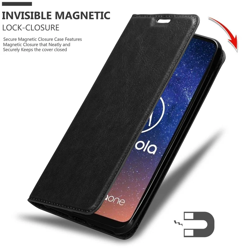 Cadorabo Hülle kompatibel mit Motorola ONE VISION Schutzhülle mit Magnetverschluss, Standfunktion und Kartenfach