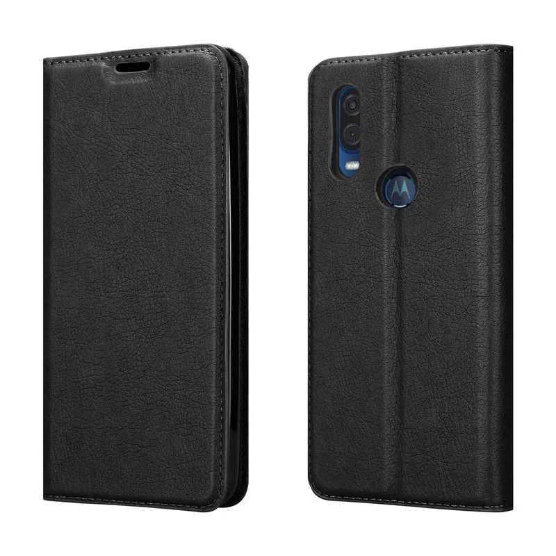 Cadorabo Hülle kompatibel mit Motorola ONE VISION Schutzhülle mit Magnetverschluss, Standfunktion und Kartenfach
