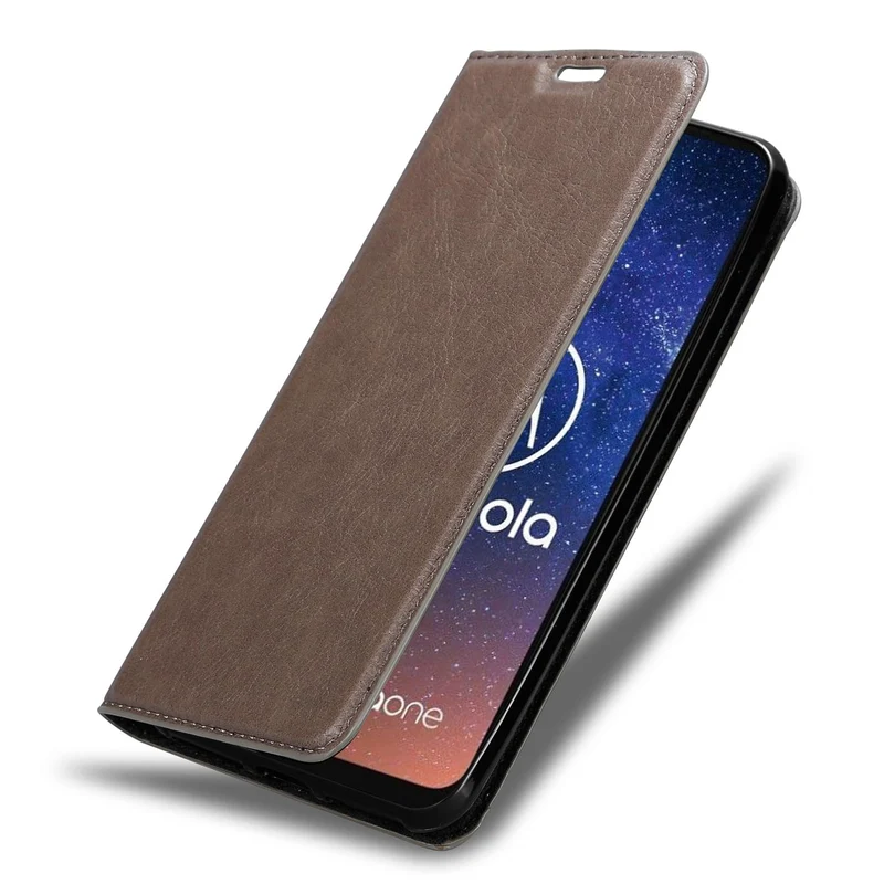 Cadorabo Hülle kompatibel mit Motorola ONE VISION Schutzhülle mit Magnetverschluss, Standfunktion und Kartenfach