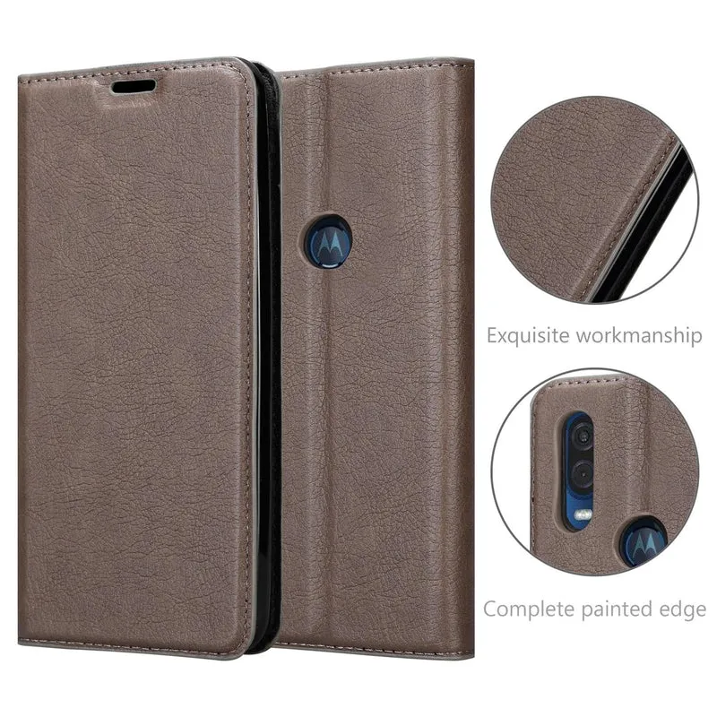 Cadorabo Hülle kompatibel mit Motorola ONE VISION Schutzhülle mit Magnetverschluss, Standfunktion und Kartenfach