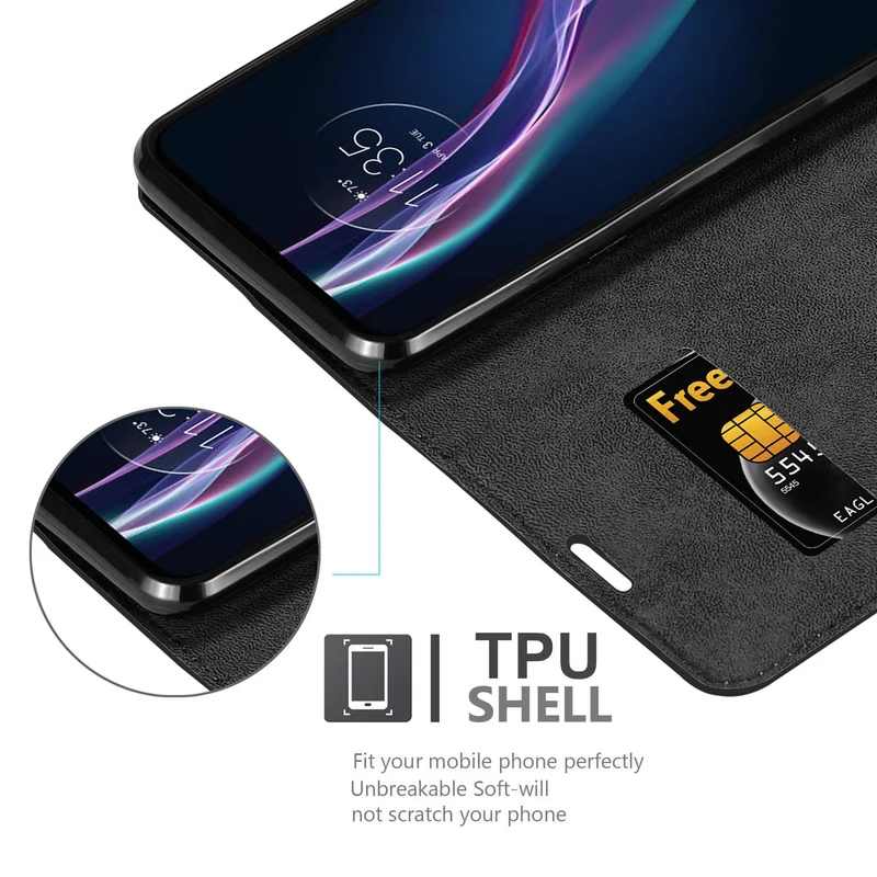 Cadorabo Hülle kompatibel mit Motorola ONE FUSION+ Schutzhülle mit Magnetverschluss, Standfunktion und Kartenfach