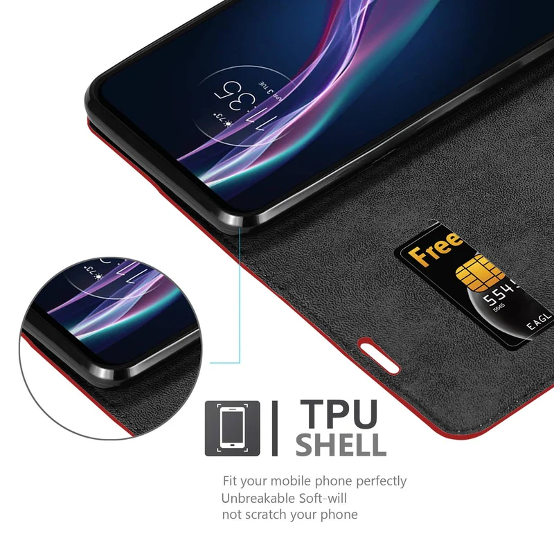 Cadorabo Hülle kompatibel mit Motorola ONE FUSION+ Schutzhülle mit Magnetverschluss, Standfunktion und Kartenfach