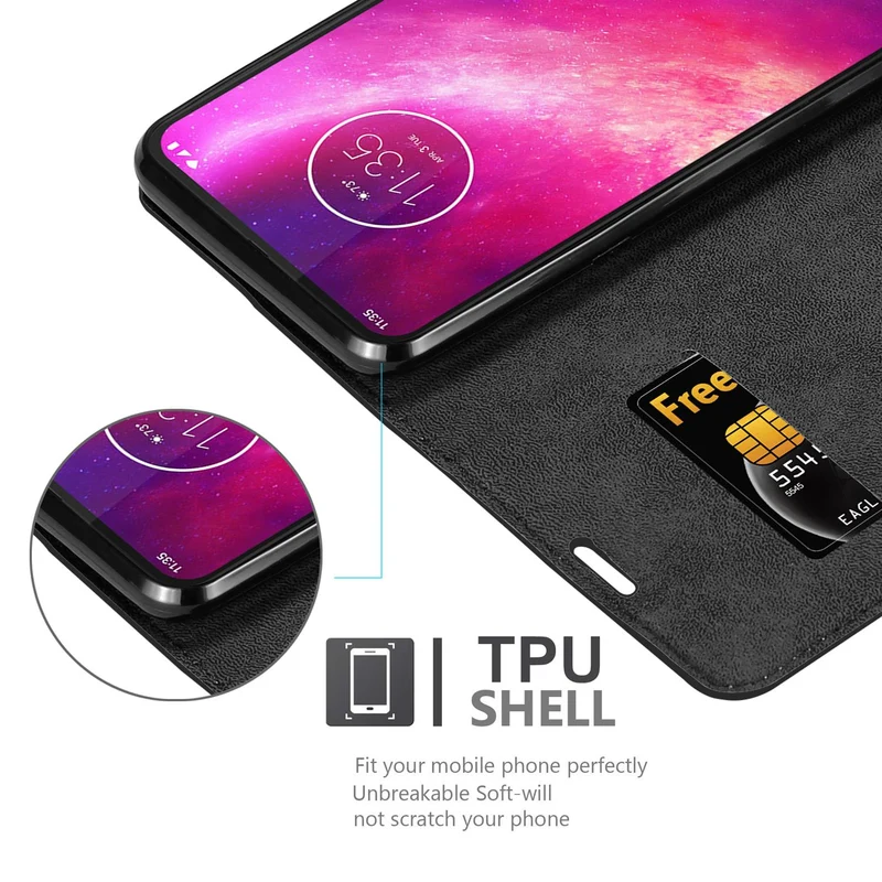 Cadorabo Hülle kompatibel mit Motorola ONE HYPER Schutzhülle mit Magnetverschluss, Standfunktion und Kartenfach