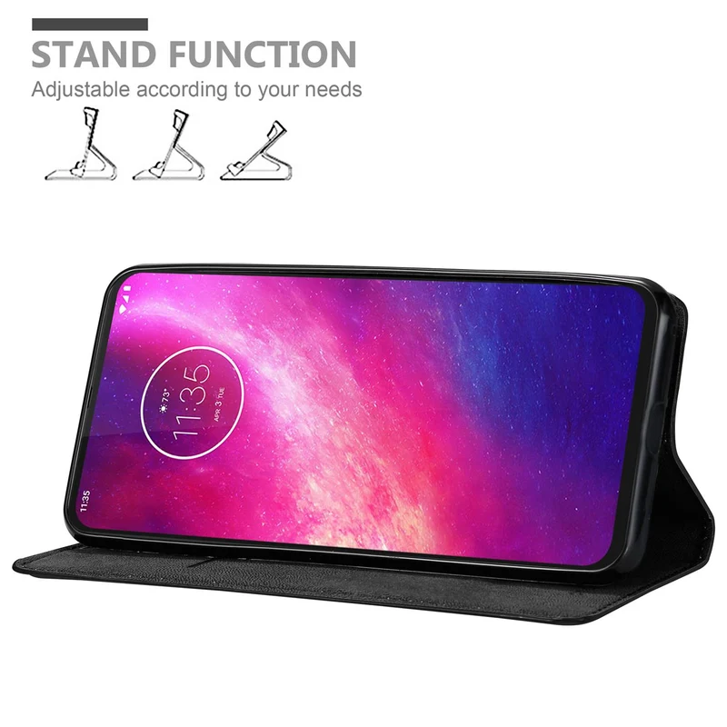 Cadorabo Hülle kompatibel mit Motorola ONE HYPER Schutzhülle mit Magnetverschluss, Standfunktion und Kartenfach