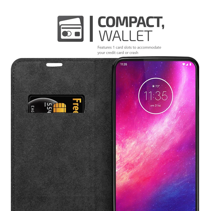 Cadorabo Hülle kompatibel mit Motorola ONE HYPER Schutzhülle mit Magnetverschluss, Standfunktion und Kartenfach