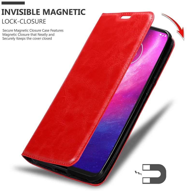 Cadorabo Hülle kompatibel mit Motorola ONE HYPER Schutzhülle mit Magnetverschluss, Standfunktion und Kartenfach
