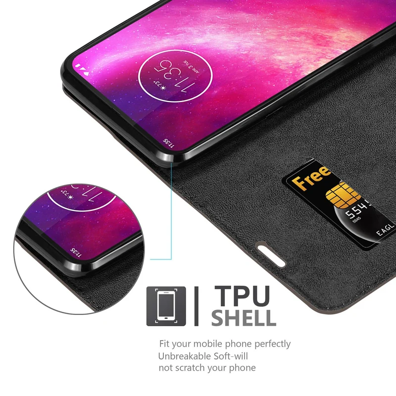 Cadorabo Hülle kompatibel mit Motorola ONE HYPER Schutzhülle mit Magnetverschluss, Standfunktion und Kartenfach