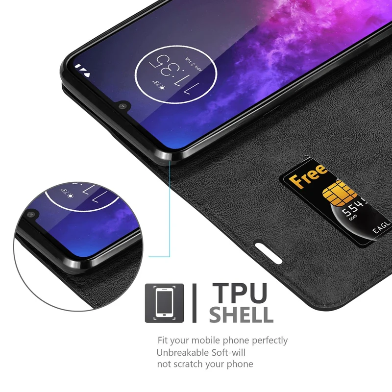 Cadorabo Hülle kompatibel mit Motorola ONE PRO / ONE ZOOM Schutzhülle mit Magnetverschluss, Standfunktion und Kartenfach