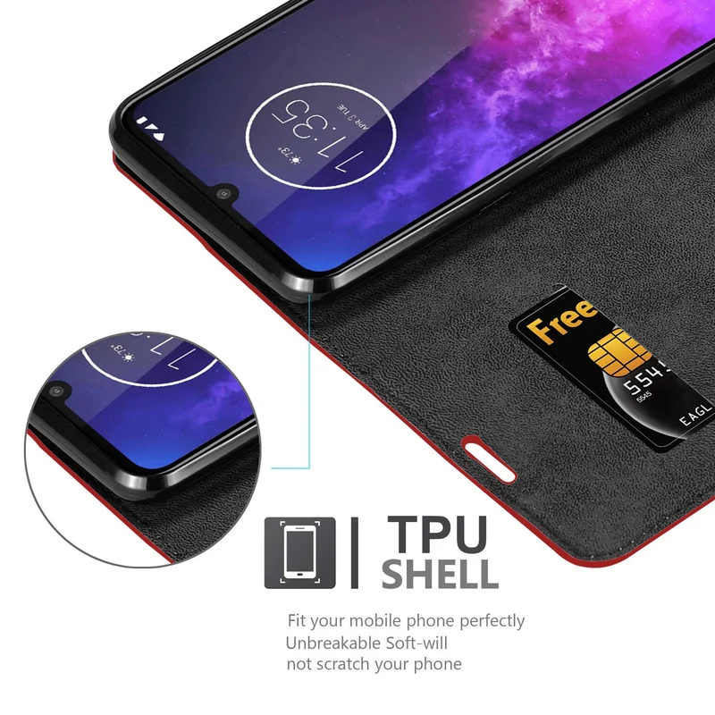 Cadorabo Hülle kompatibel mit Motorola ONE PRO / ONE ZOOM Schutzhülle mit Magnetverschluss, Standfunktion und Kartenfach