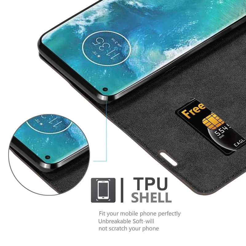 Cadorabo Hülle kompatibel mit Motorola EDGE+ Schutzhülle mit Magnetverschluss, Standfunktion und Kartenfach