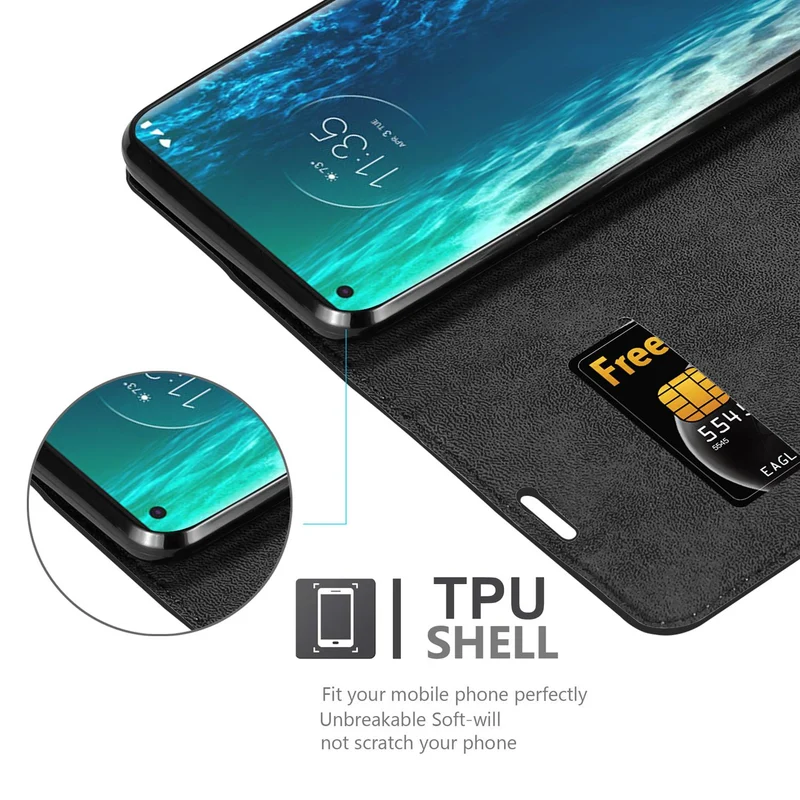 Cadorabo Hülle kompatibel mit Motorola EDGE Schutzhülle mit Magnetverschluss, Standfunktion und Kartenfach
