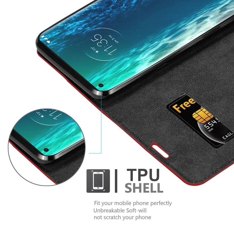 Cadorabo Hülle kompatibel mit Motorola EDGE Schutzhülle mit Magnetverschluss, Standfunktion und Kartenfach