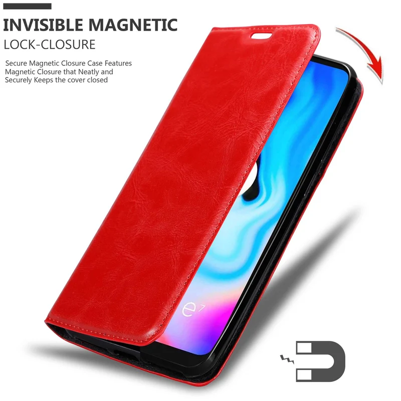 Cadorabo Hülle kompatibel mit Motorola MOTO E7 PLUS Schutzhülle mit Magnetverschluss, Standfunktion und Kartenfach