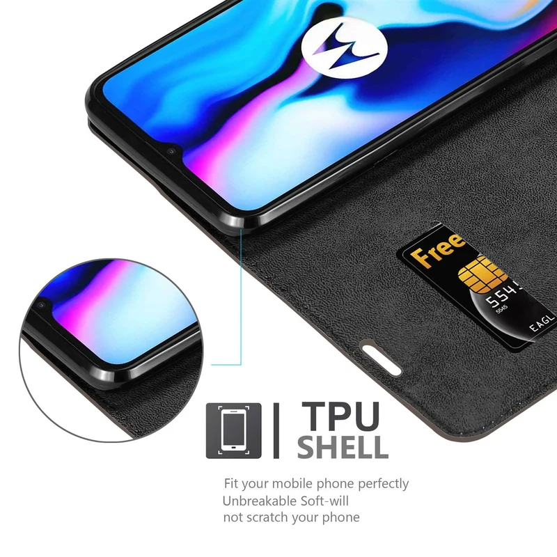 Cadorabo Hülle kompatibel mit Motorola MOTO E7 PLUS Schutzhülle mit Magnetverschluss, Standfunktion und Kartenfach