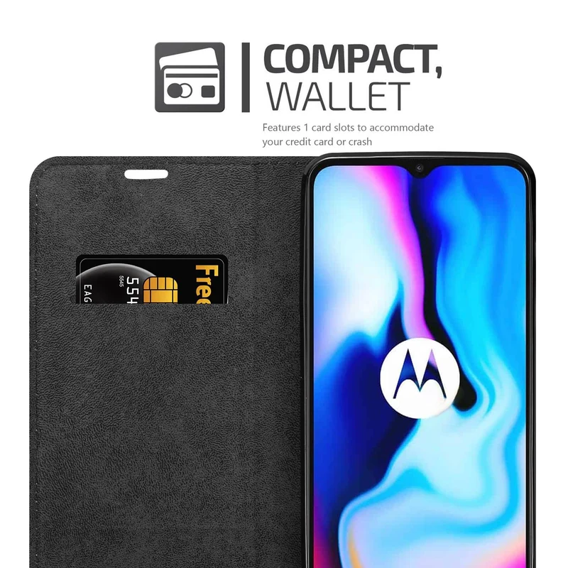 Cadorabo Hülle kompatibel mit Motorola MOTO E7 PLUS Schutzhülle mit Magnetverschluss, Standfunktion und Kartenfach
