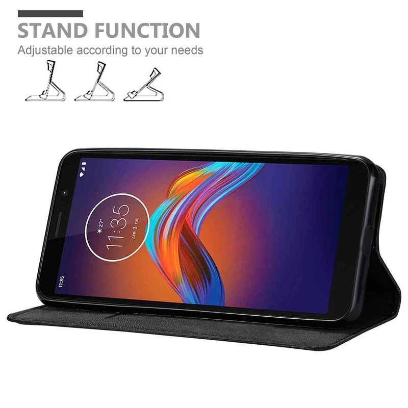 Cadorabo Hülle kompatibel mit Motorola MOTO E6 PLAY Schutzhülle mit Magnetverschluss, Standfunktion und Kartenfach