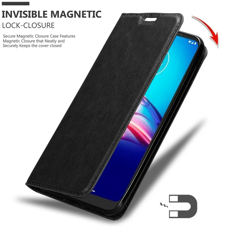 Cadorabo Hülle kompatibel mit Motorola MOTO E6s 2020 Schutzhülle mit Magnetverschluss, Standfunktion und Kartenfach