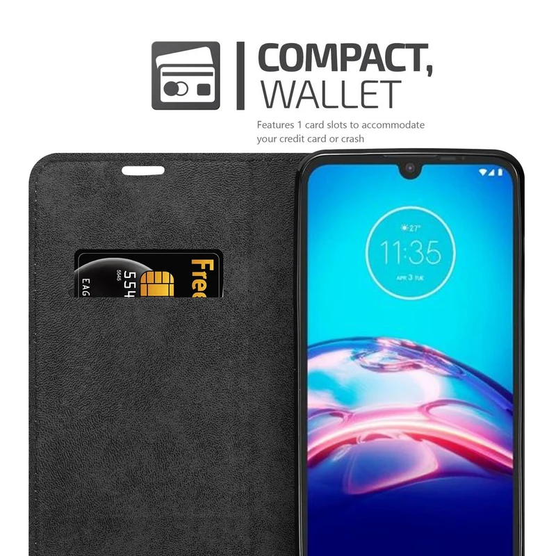 Cadorabo Hülle kompatibel mit Motorola MOTO E6s 2020 Schutzhülle mit Magnetverschluss, Standfunktion und Kartenfach