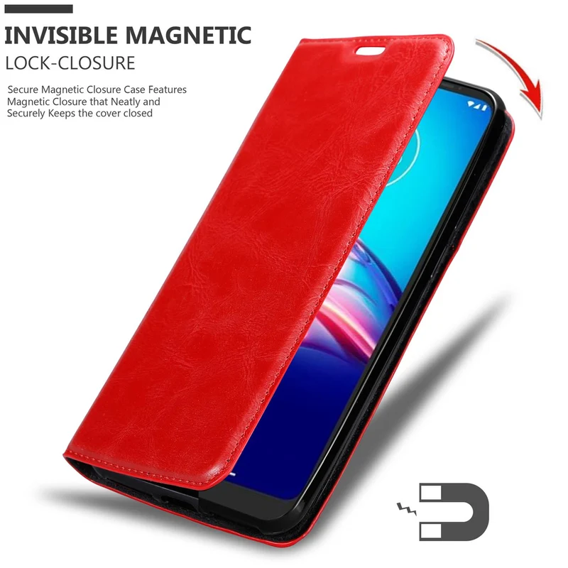 Cadorabo Hülle kompatibel mit Motorola MOTO E6s 2020 Schutzhülle mit Magnetverschluss, Standfunktion und Kartenfach
