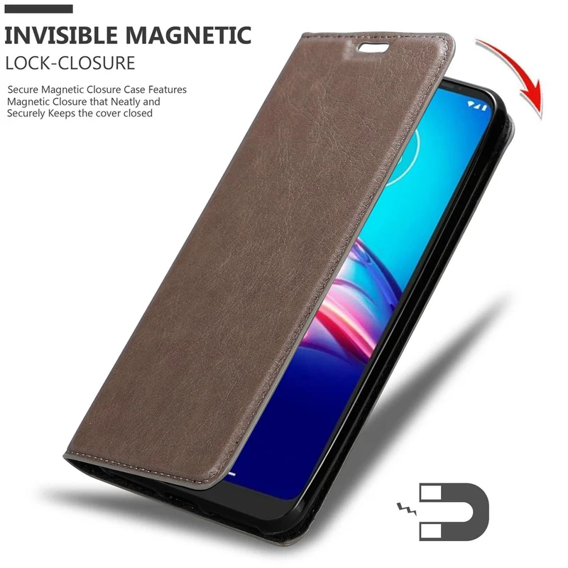 Cadorabo Hülle kompatibel mit Motorola MOTO E6s 2020 Schutzhülle mit Magnetverschluss, Standfunktion und Kartenfach